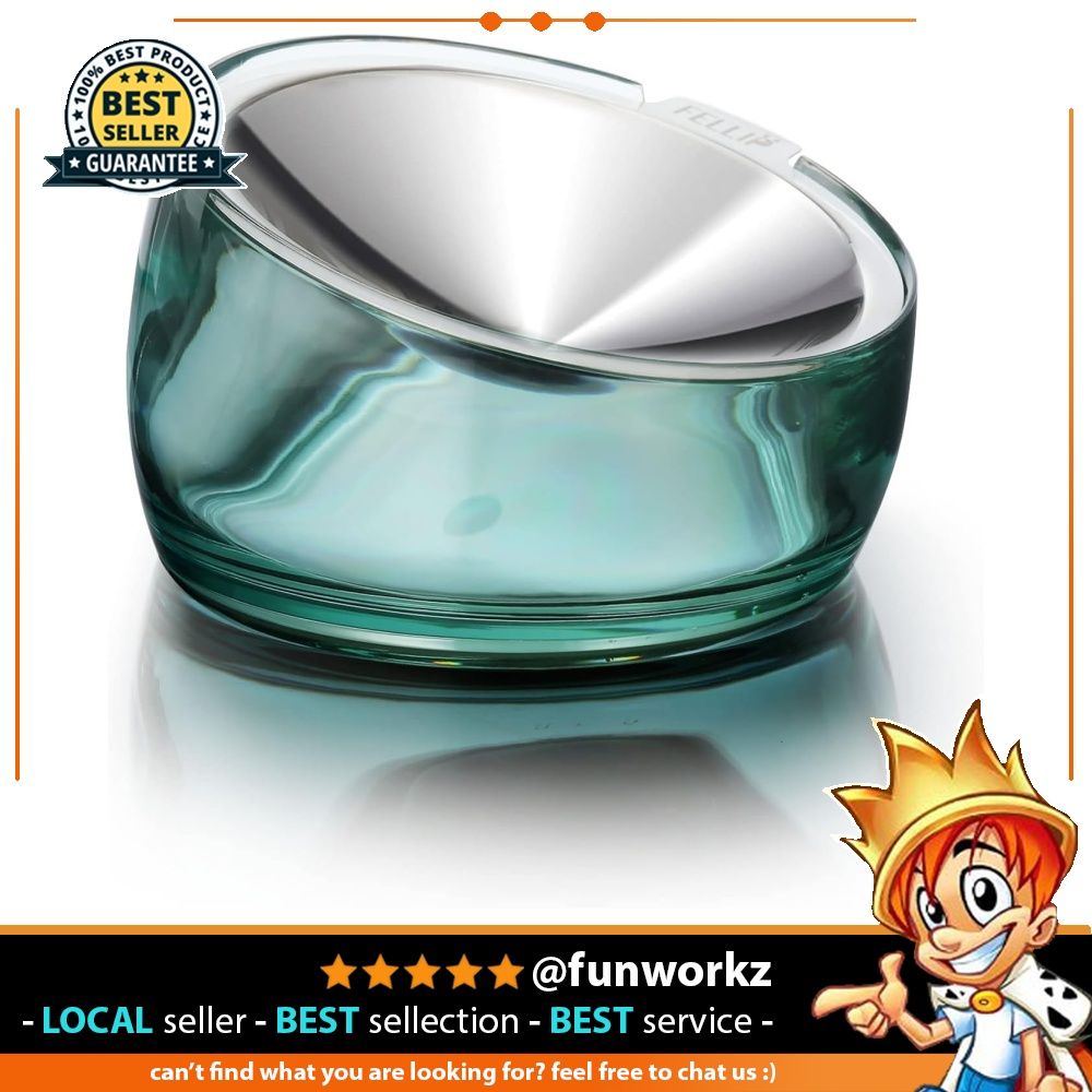 Felli Pet Oblik Whisker Fatigue Friendly Raised Cat Food Bowl Stainless Steel Angled Shallow Dish Tilted