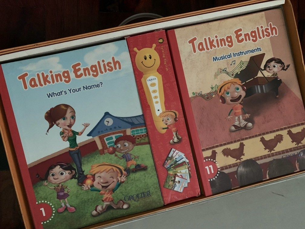 GROLIER Talking English (Category: Children's Books) located in Mandaluyong City. Submitted by everythingnoice (Listing ID 1261066340, Image 1). Description: • Grolier Talking English complete set: 20 Books with 1 Talking Pen • Talking pen is still working This is not brand new, expect some signs of usage. As is - where is. No return, no exchange. .
