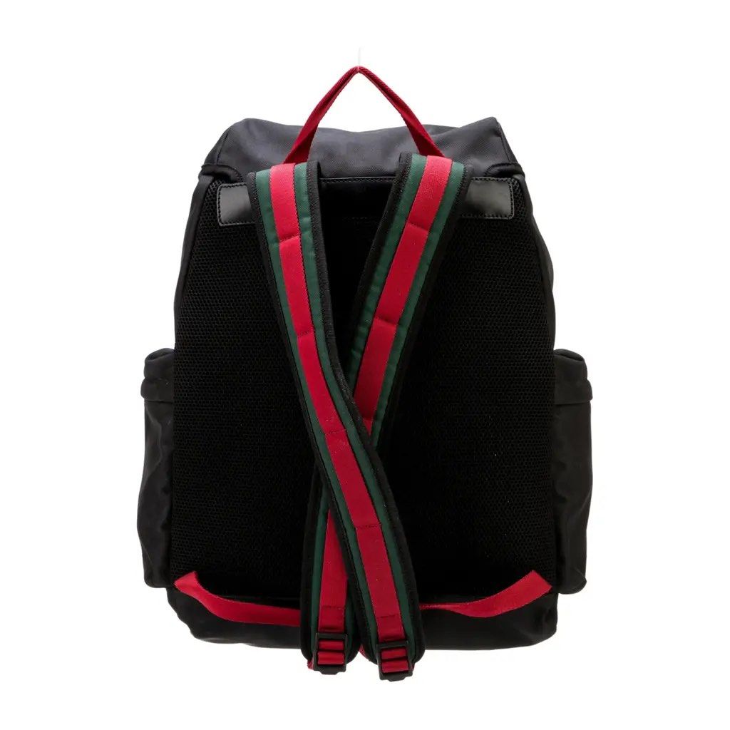 Black gucci backpack with shop red and green strap