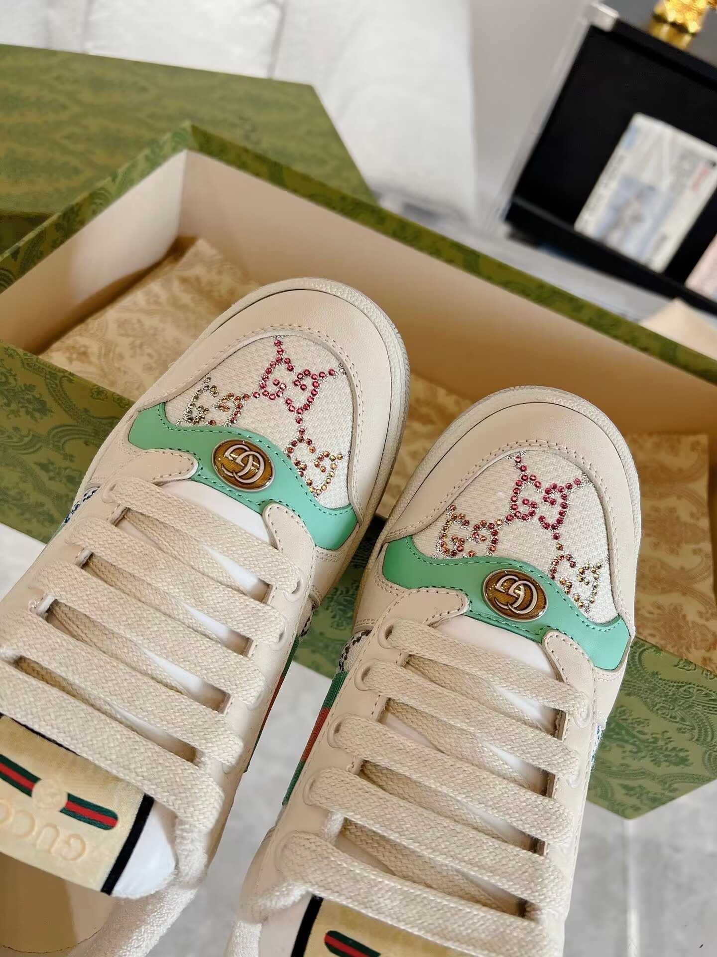 Gucci rhinestone tennis shoes sales