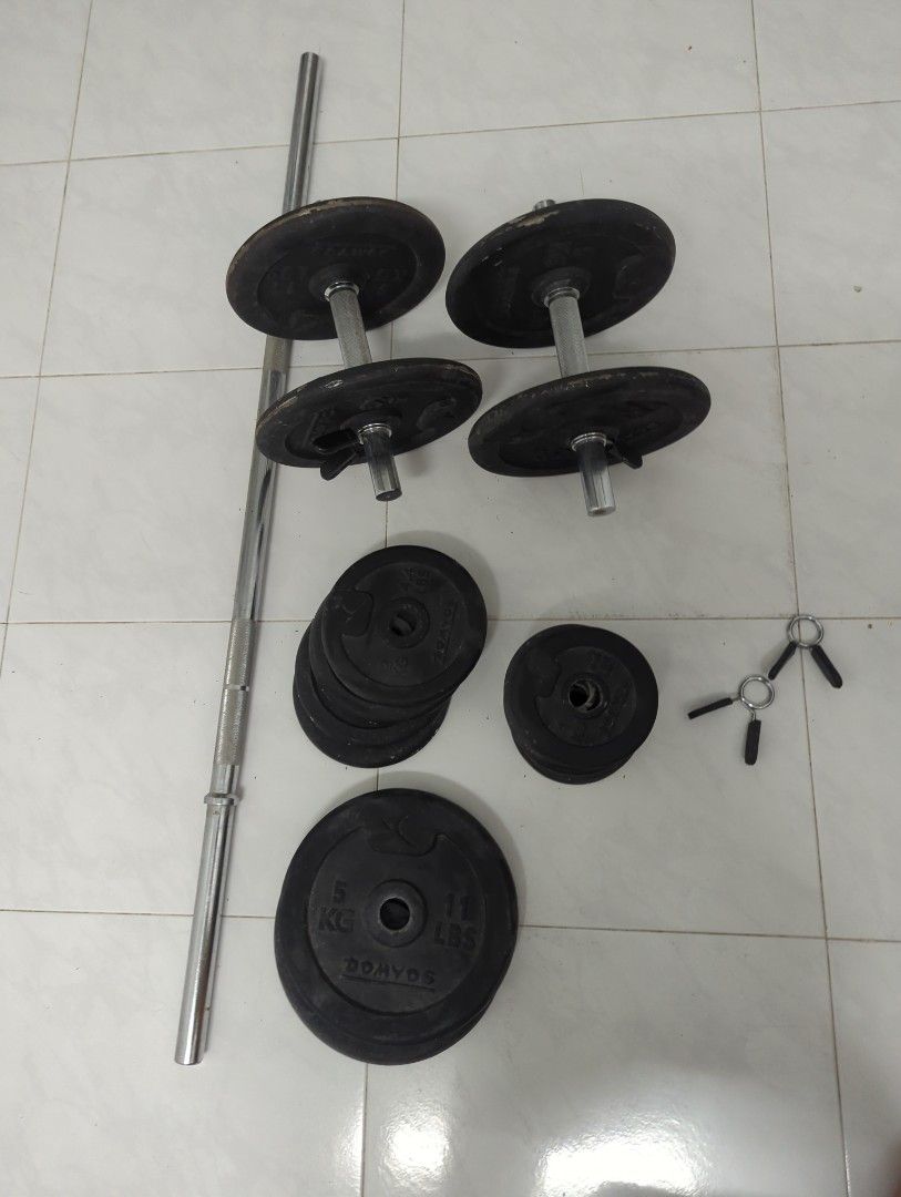 Home gym barbell dumbell weight set, Sports Equipment, Exercise ...