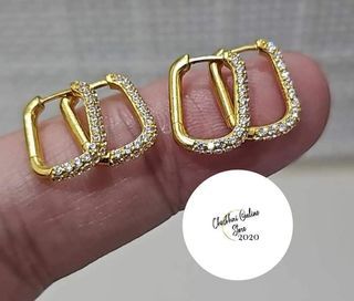 Hoop Earrings with Russian Stone in 18Karat Saudi Gold
