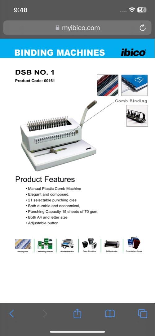 Ibico Binding Machine KOMBO C250 PRO, Computers & Tech, Office