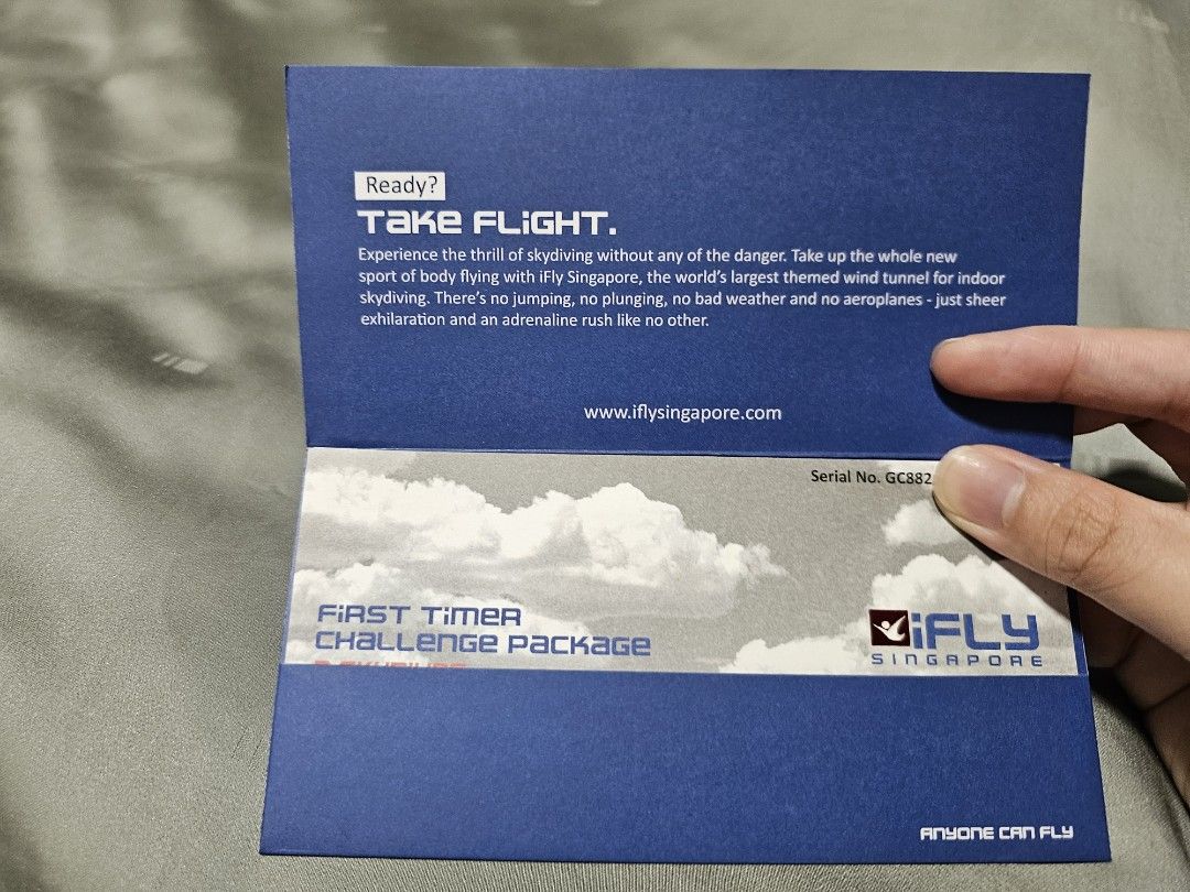 Ifly ticket first timer package, Tickets & Vouchers, Local Attractions
