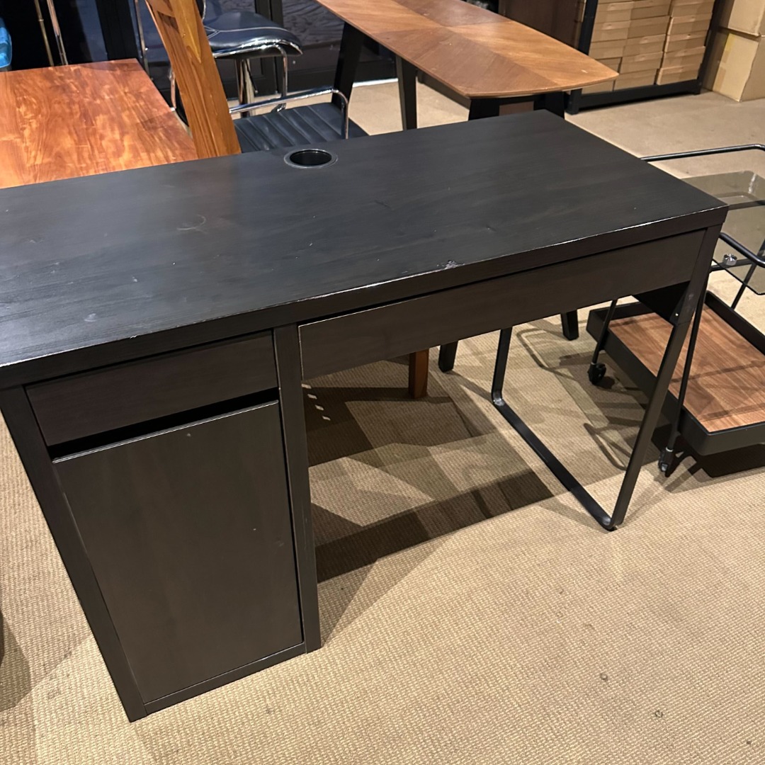 Ikea Black Writing Table with side storage, Furniture & Home Living