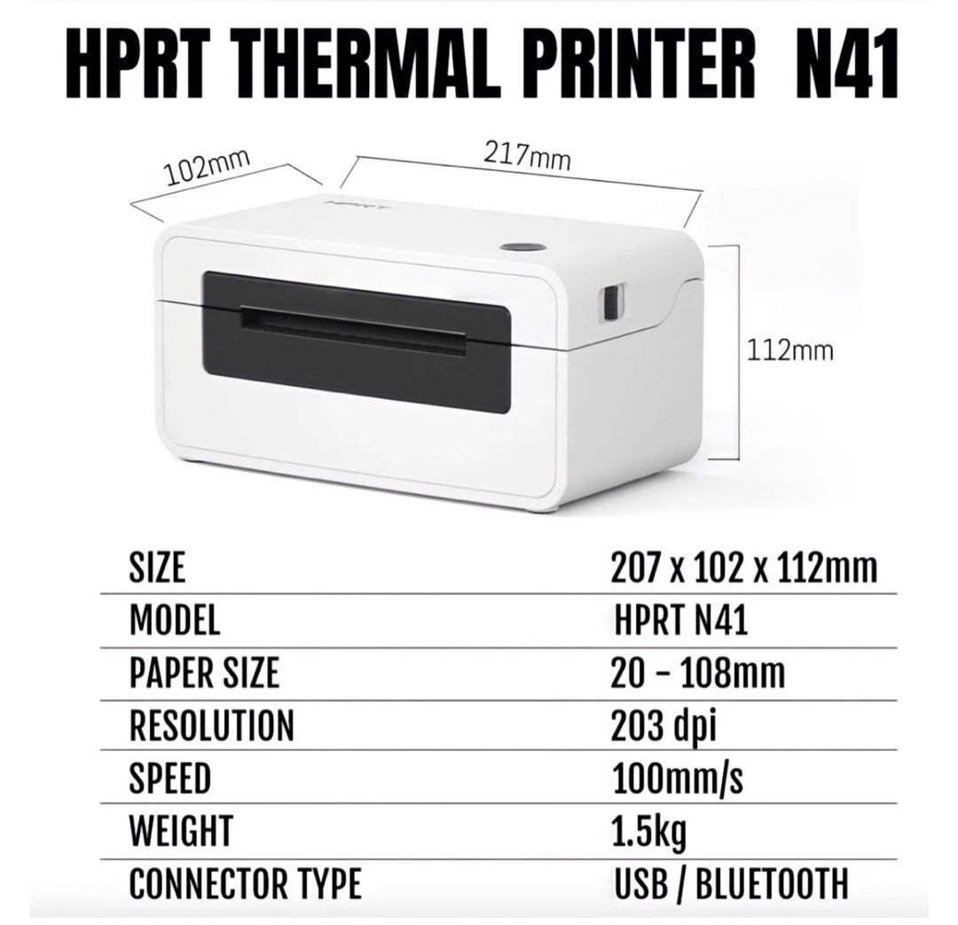 Inch Thermal Barcode Label Printer Commercial Grade High Speed Printer  Compatible With UPS Barcode Printer 4x6 Printer, Hprt N41 Driver