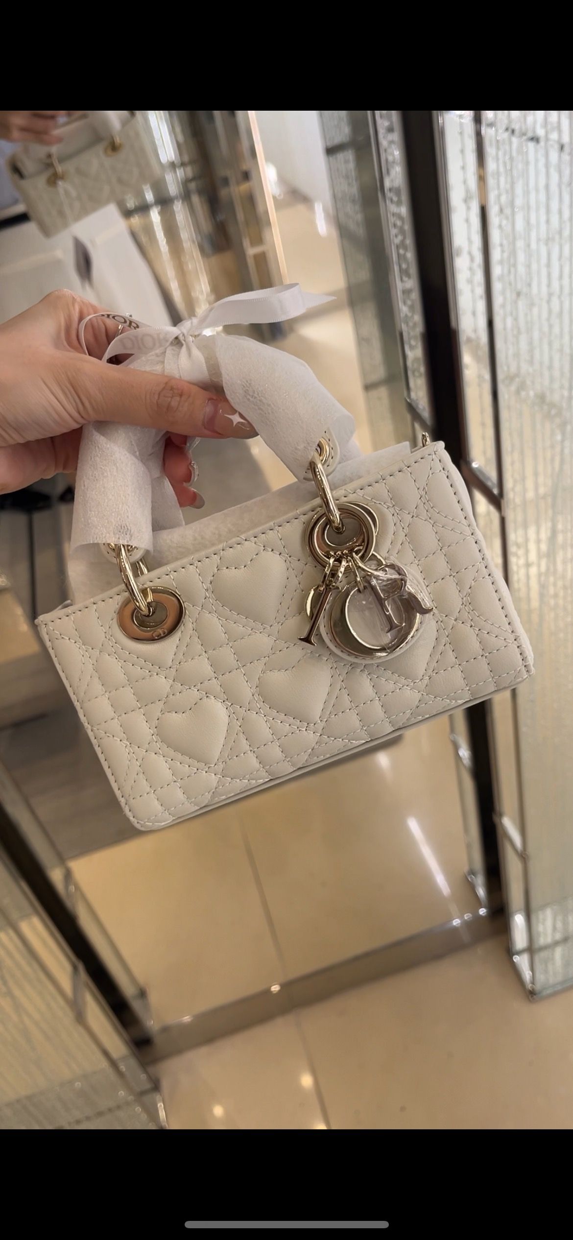 Dior Lady D-joy Micro Heart Motif Latte (2024 Valentine's Day