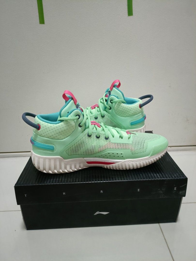 Purple and green basketball shoes discount
