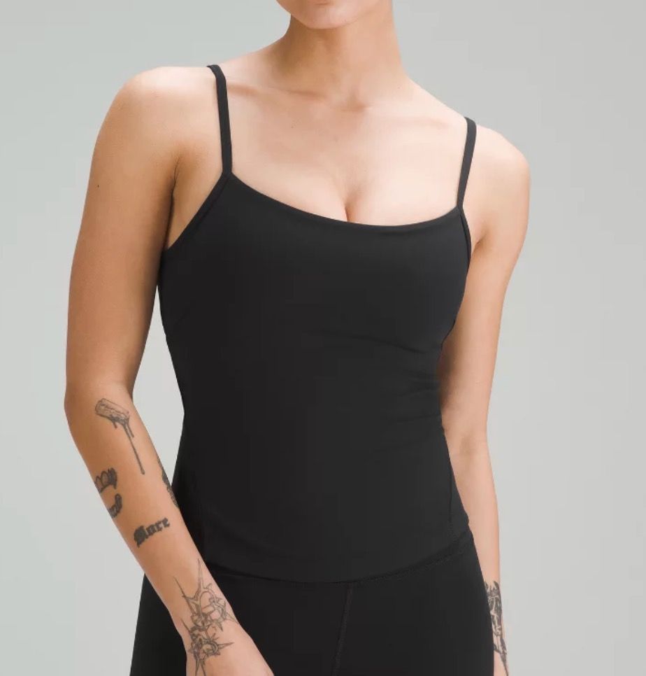 Trying on the crossback nulu yoga tank top from lululemon in dark