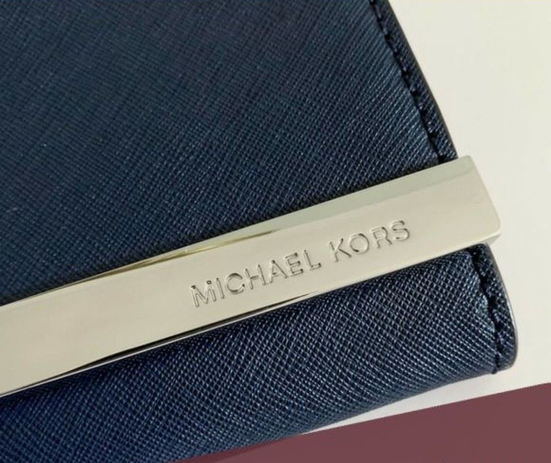 Michael Kors Blue Tilda Clutch Small Shoulder Bag Saffiano Leather