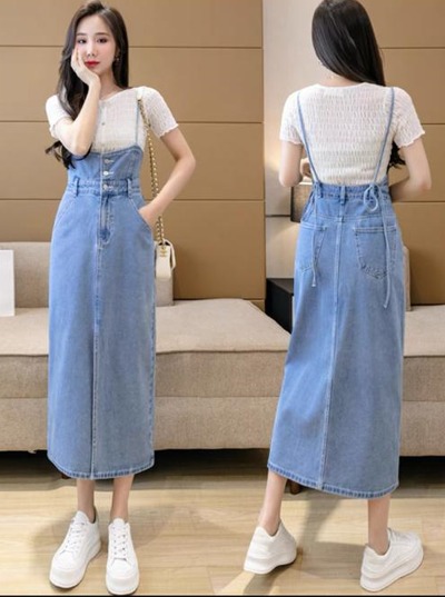 New style suspender denim skirt women Women s Fashion Muslimah