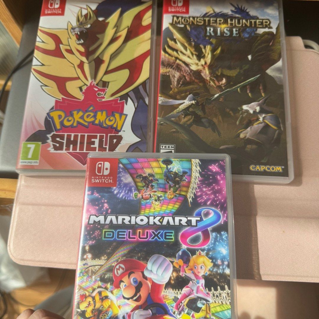 Nintendo switch game cartridge cards Mario kart monster hunter pokemon  shield, Video Gaming, Video Games, Nintendo on Carousell