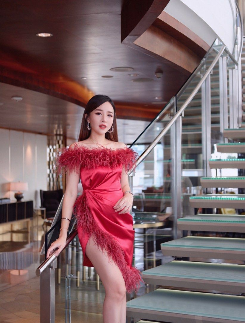 Off the shoulder fur dress hot sale