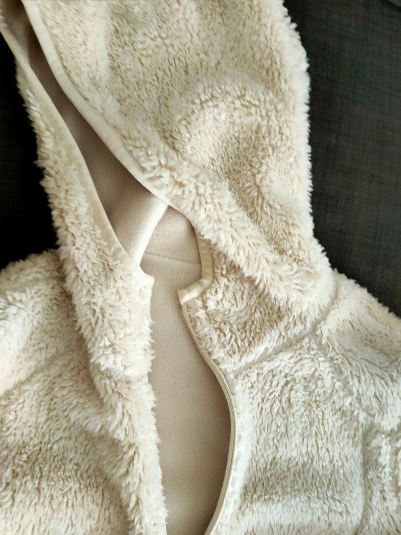 White fluffy zip up jacket store