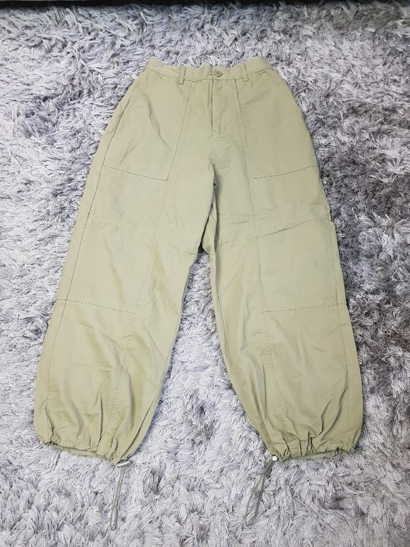 Olive Green Parachute Pants, Women's Fashion, Bottoms, Other Bottoms on ...