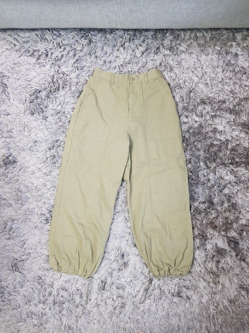 Olive Green Parachute Pants, Women's Fashion, Bottoms, Other Bottoms on ...