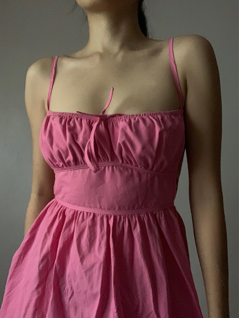 Pink Slash Neck Backless Party Dress main image 1