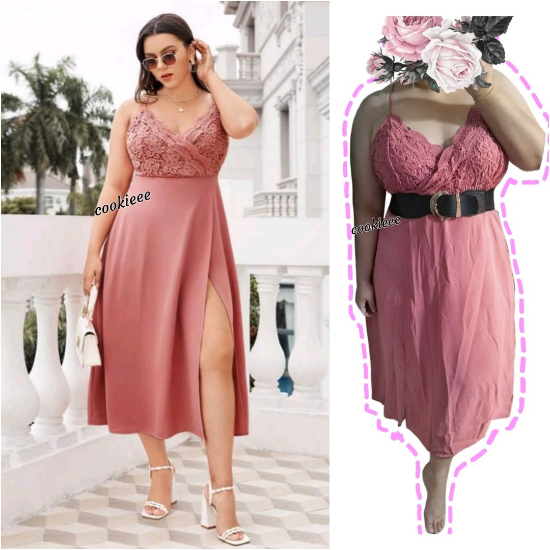 Coral lace dress plus size 2025