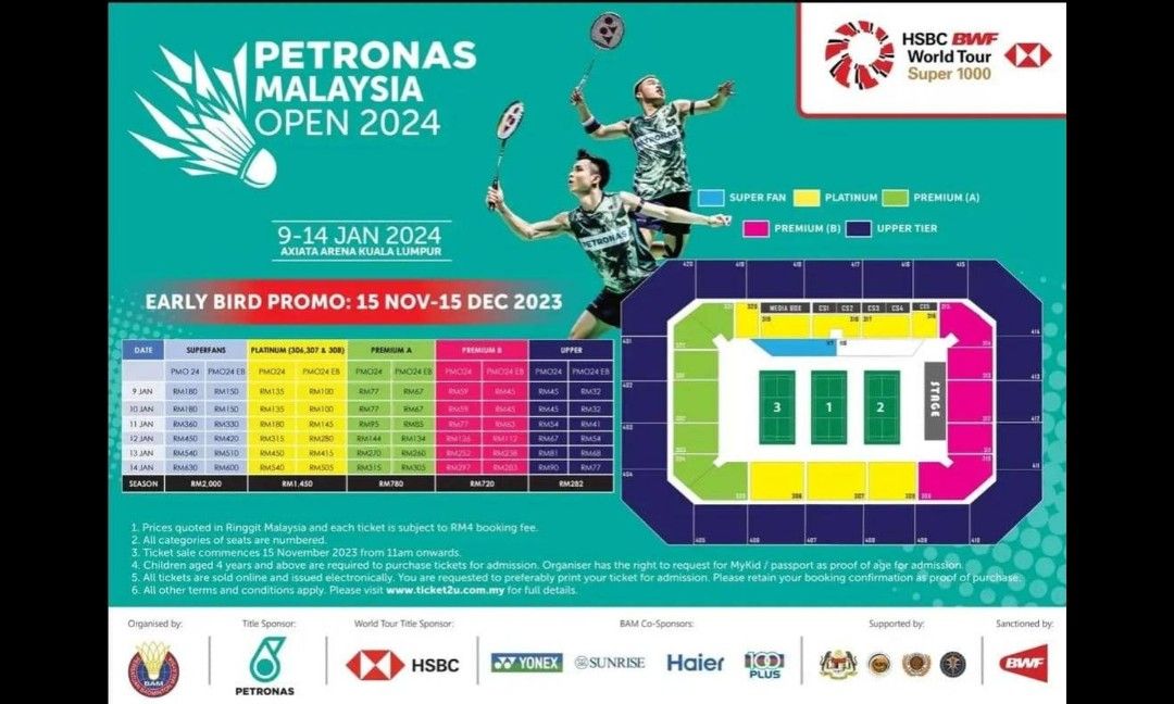 PMO 2024 BADMINTON MALAYSIA OPEN, Tickets & Vouchers, Event Tickets on