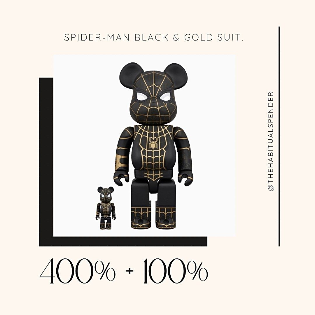 PO: Bearbrick Spider-man Black & Gold Suit 400% & 100%