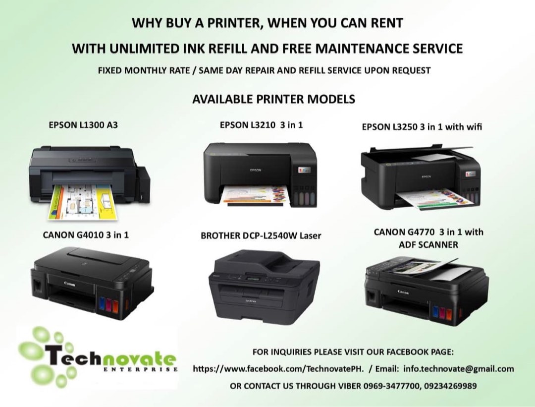 Printer Rental with unlimited ink refill!, Computers & Tech, Printers