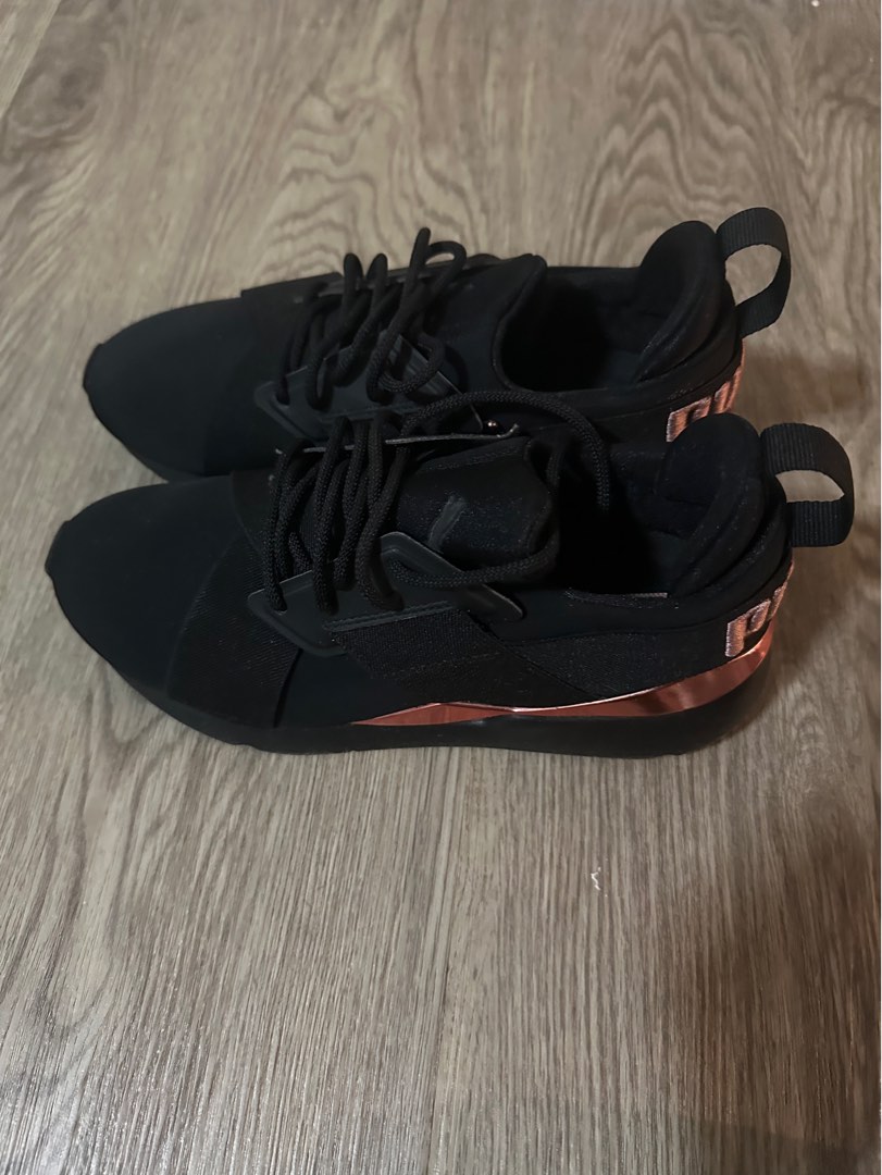 Puma shoes black 2025 rose gold