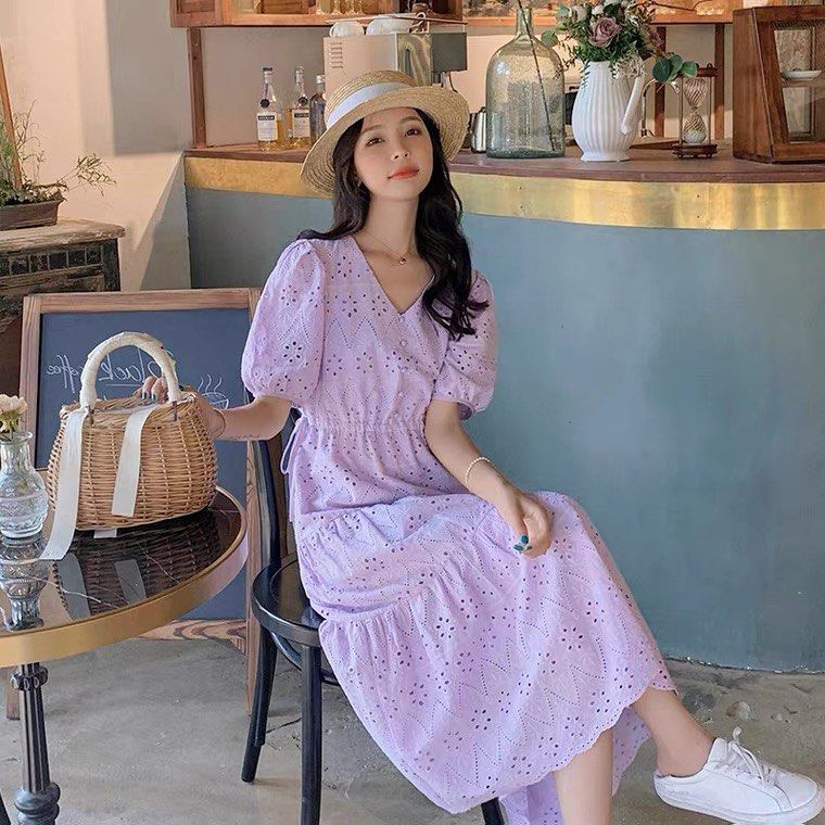 Purple eyelet dress on sale