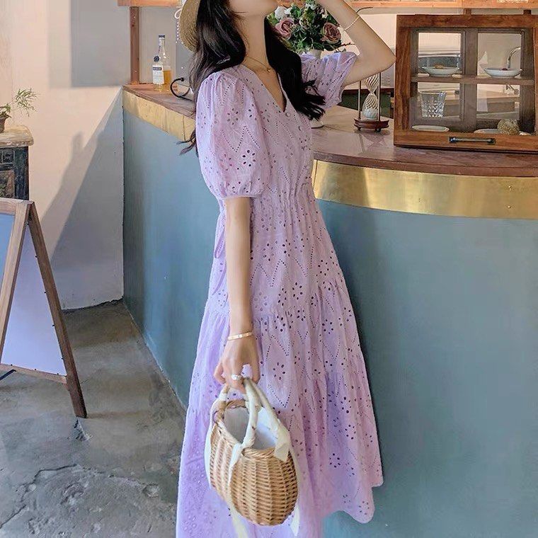 Purple hotsell eyelet dress