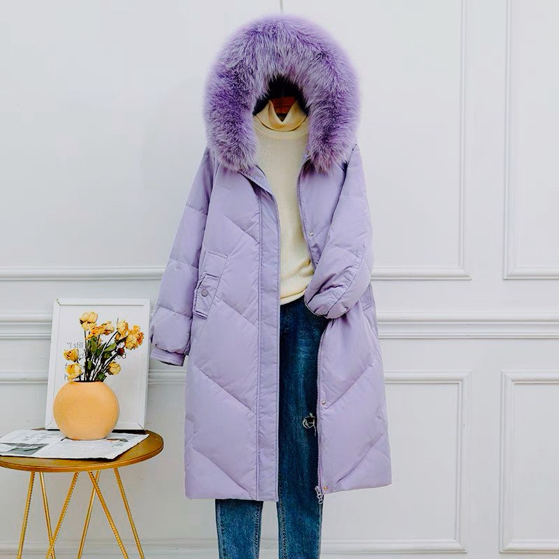 Purple coat with fur hood online