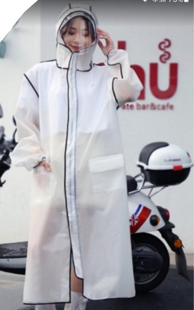 White pvc raincoat best sale