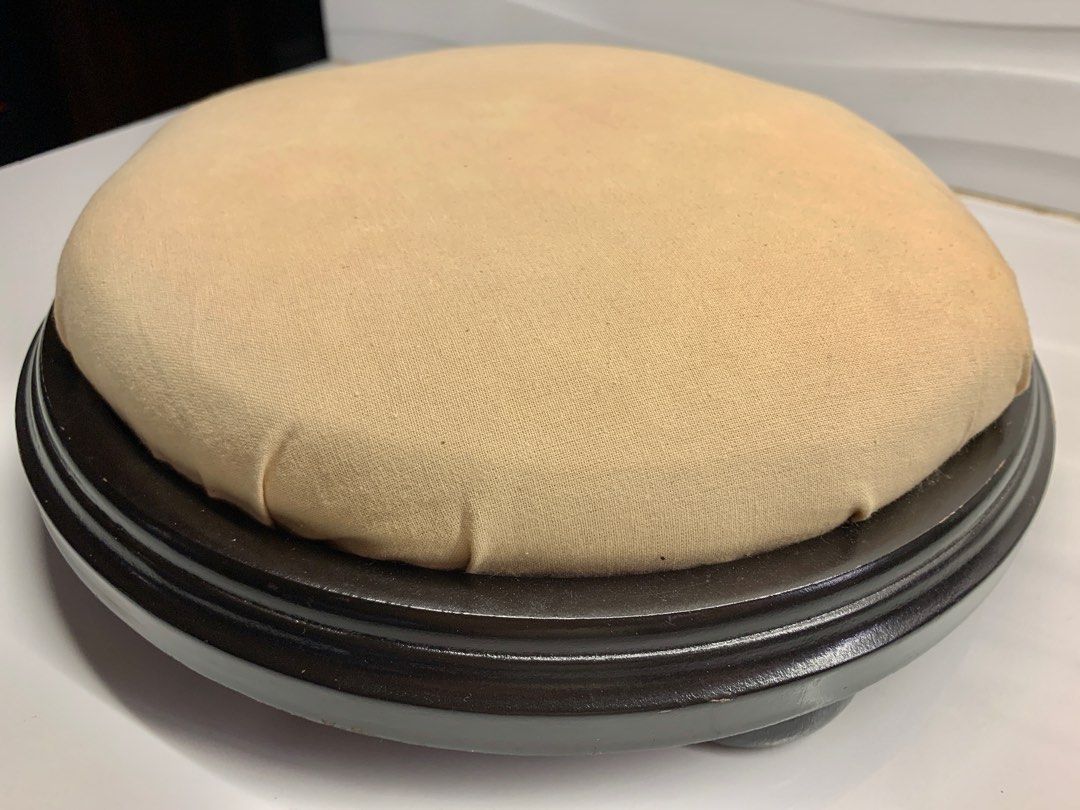 Round Cream Footstool With Dark Wood Base (Category: Other Home Furniture) located in Pateros City. Submitted by mcacompany (Listing ID 1278193685, Image 1). Description: Round Cream Footstool With Dark Wood Base Zoom into pictures minor scratches As it is Price firm.