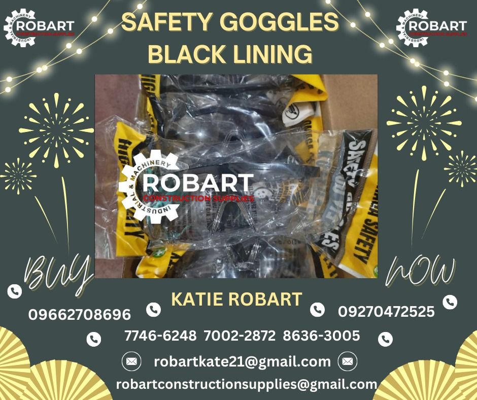 Safety Googles Black Lining Commercial Industrial Construction