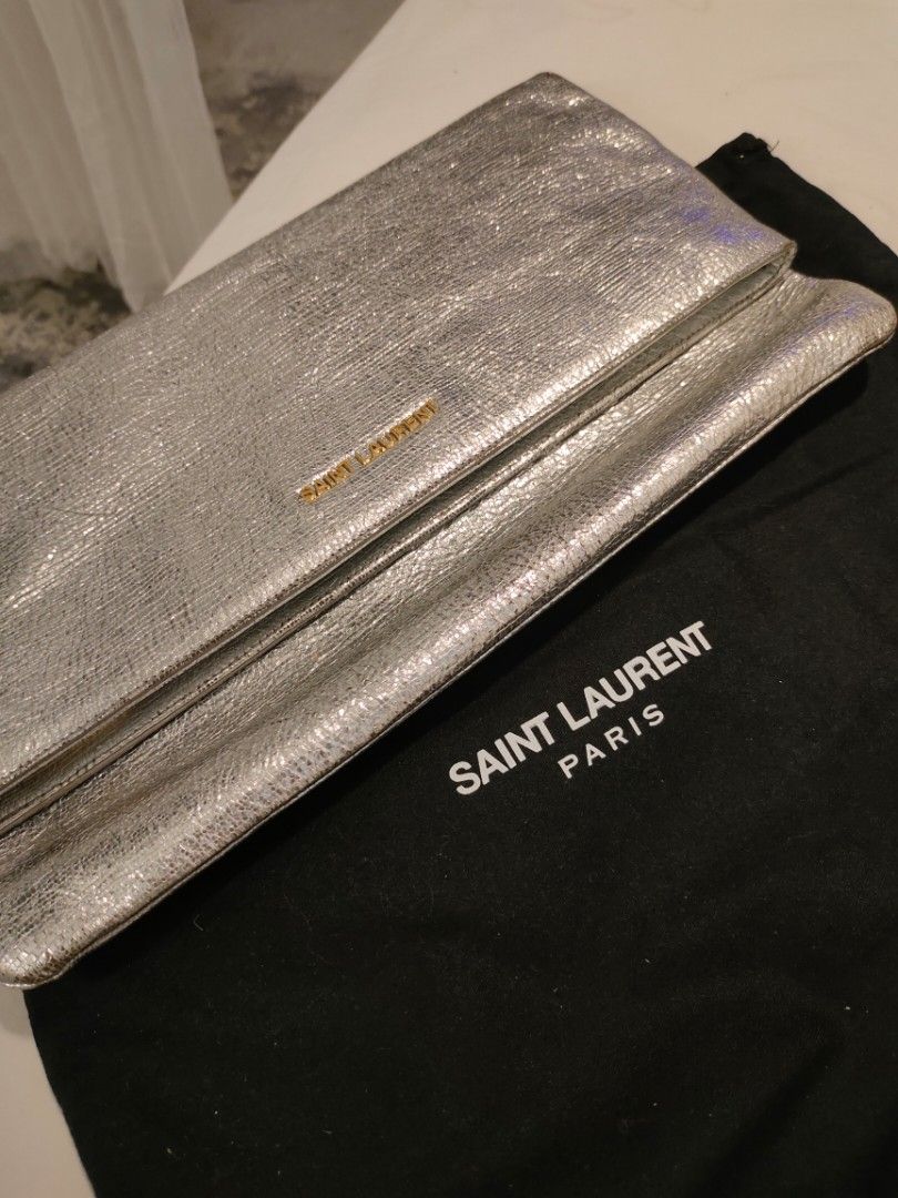 Yves saint laurent silver clutch deals