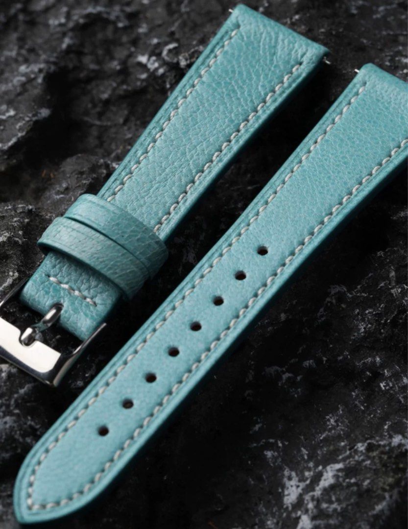 TIFFANY BLUE QUICK RELEASE GENUINE CALF LEATHER WATCH STRAP SUITABLE FOR ALL WATCHES