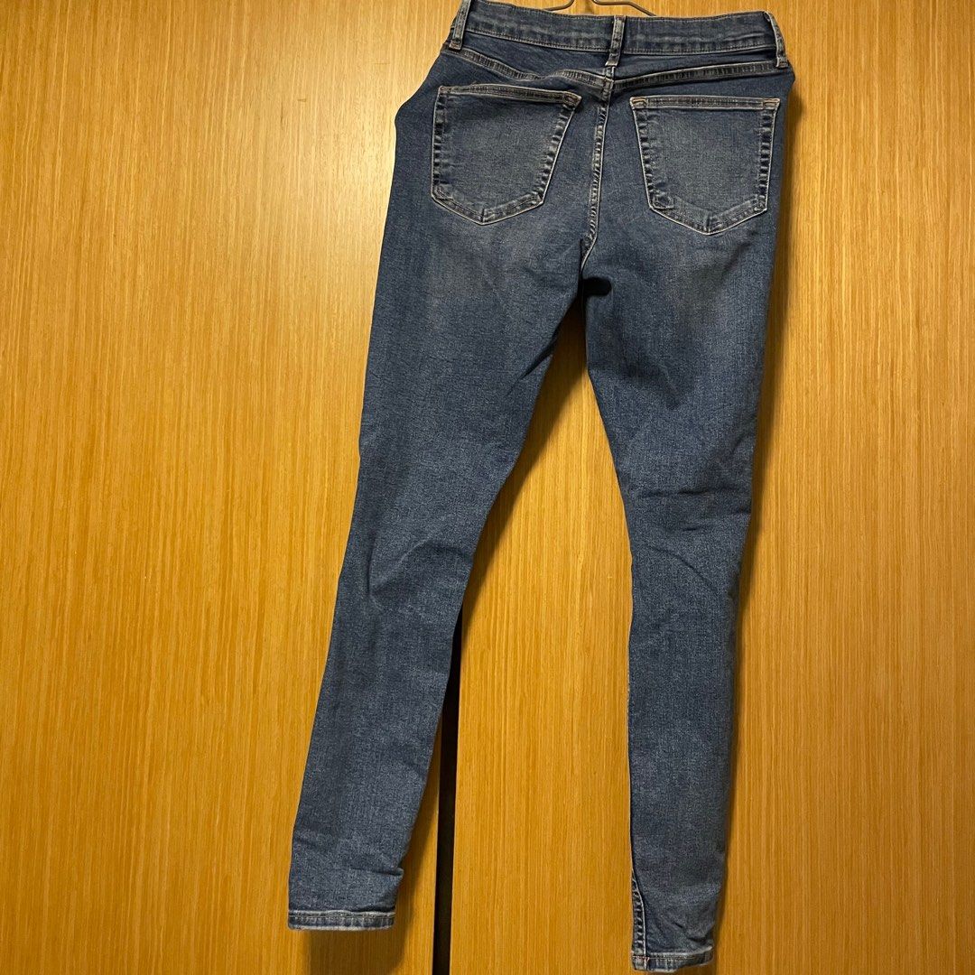 Topshop Jamie Mid Dark Wash High Rise Super Skinny Ripped Jeans
