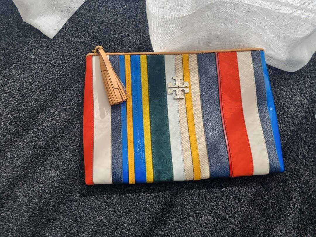 Tory burch clearance balloon stripe clutch