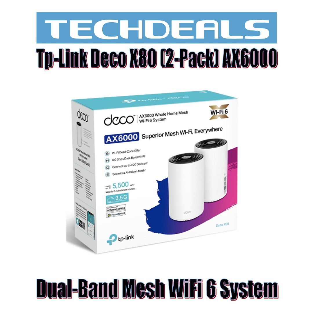 Tp-Link Deco X80 (2-Pack) AX6000 Dual-Band Mesh WiFi 6 System ...