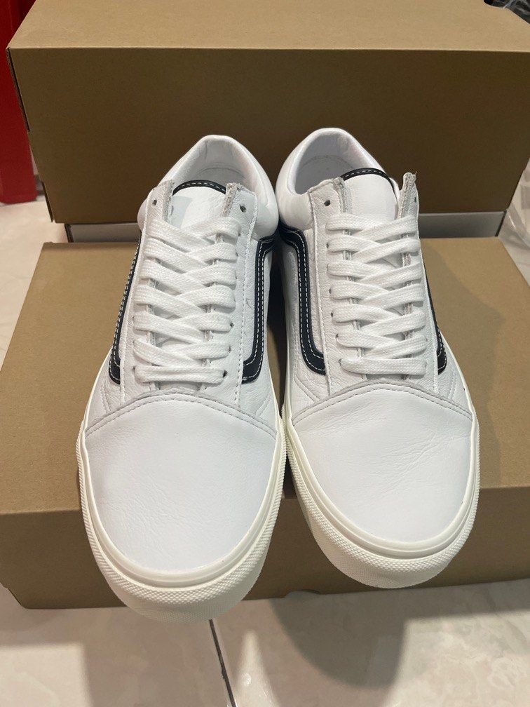 Vans Old Skool White Black Leather Men s Fashion Footwear