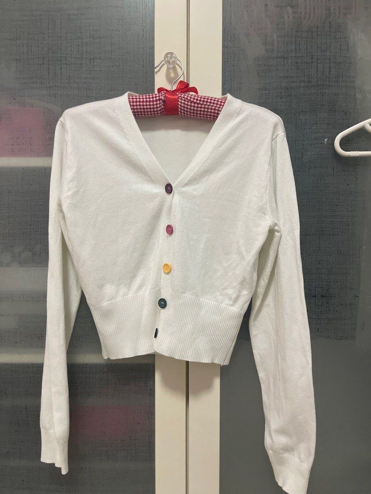 White cardigan hotsell with buttons