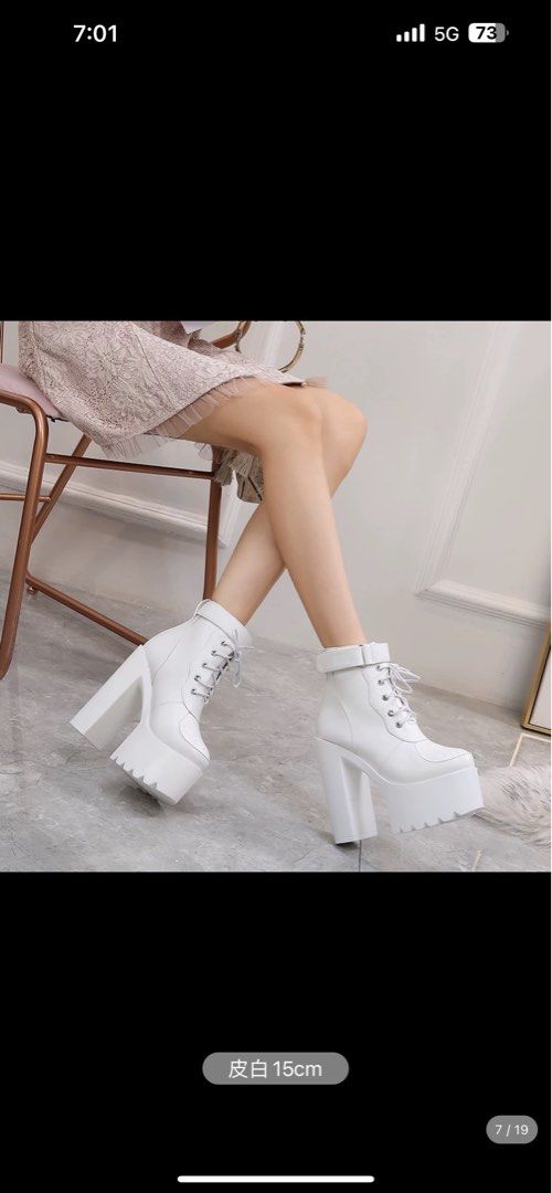 White platform boot heels online