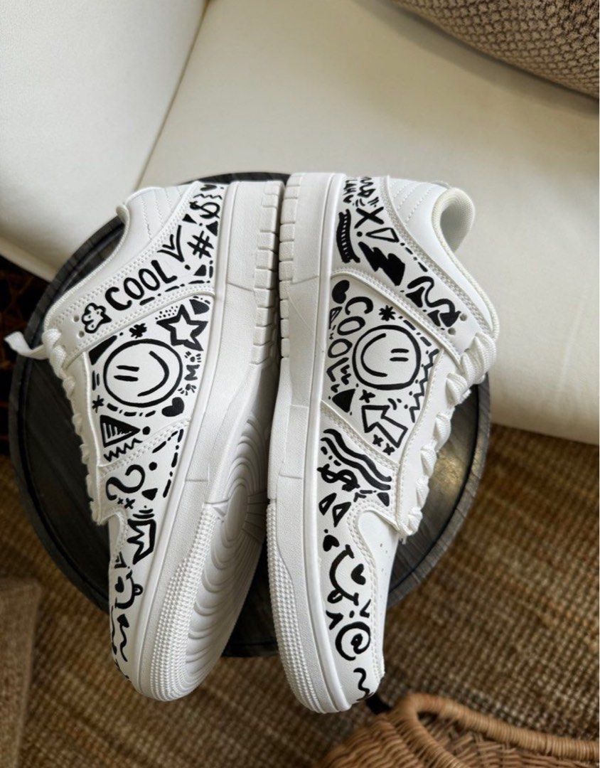 Custom white clearance sneakers