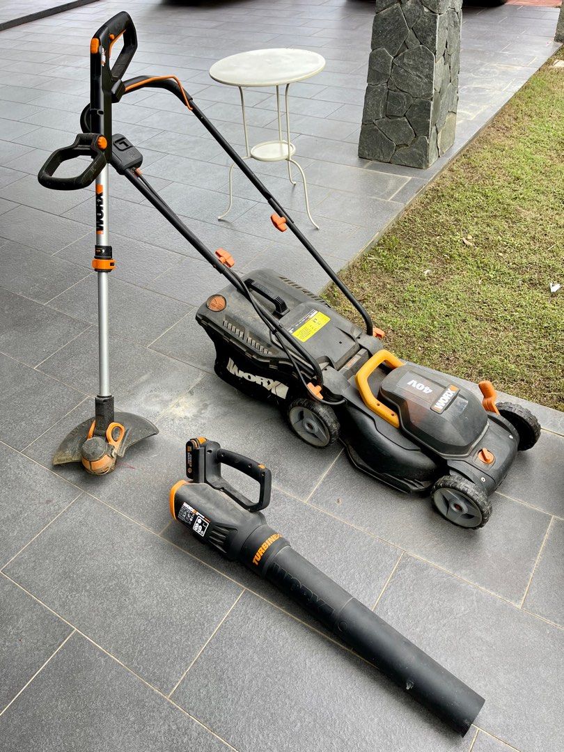 Lawn mower clearance and trimmer set