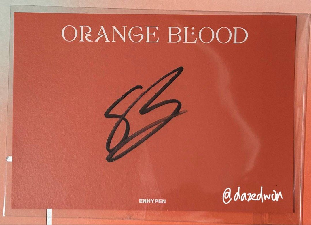 wtt enhypen jake orange blood d2c signed postcard