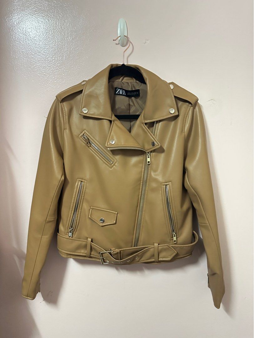 Gold leather jacket on sale zara