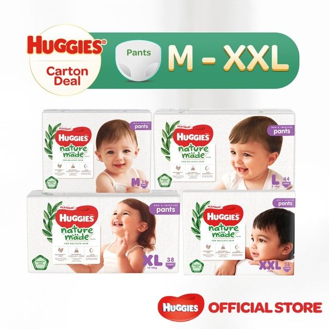1 Carton Huggies Platinum Naturemade Pants M XXL Babies Kids