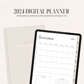 2024 Digital Planner | Monthy and Weekly Planner | Beige, Neutral, Minimalist | Goodnotes and Notability Compatible