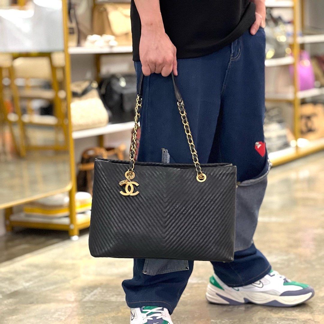 Chanel chevron tote on sale bag