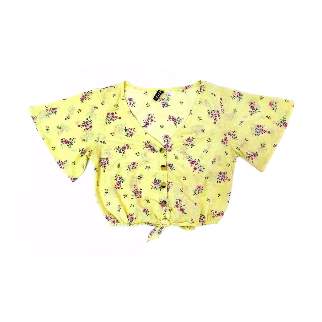 H&m yellow floral top top