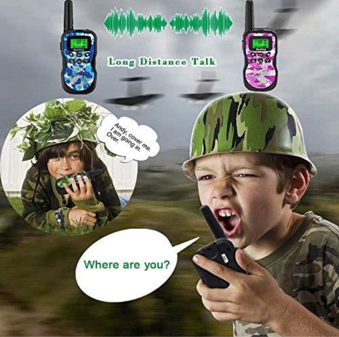 Kids Walkie Talkies 3 Pack, 3 Miles Long Range With Backlit Lcd Flashlights  Walkie Talkie