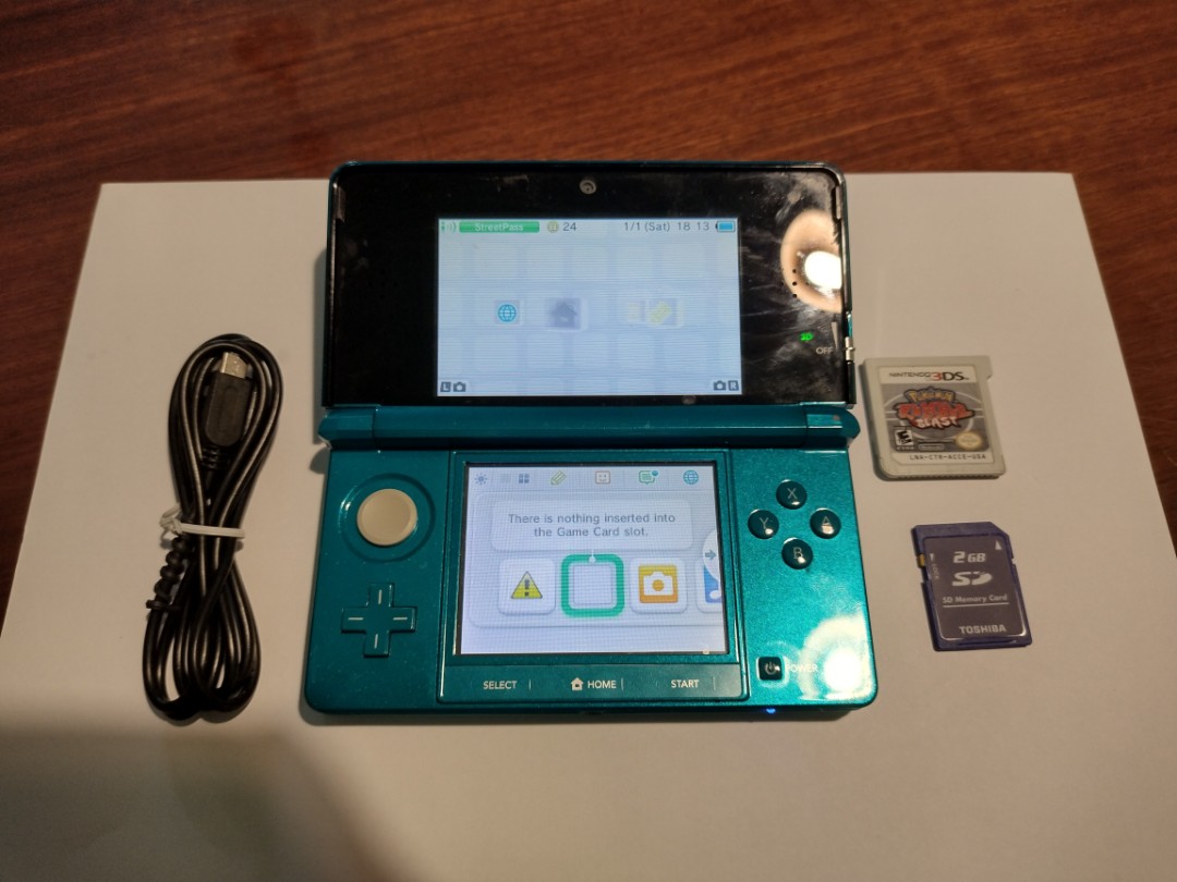 美版Nintendo 3DS 水藍色主機全套, 電子遊戲, 電子遊戲機, Nintendo 